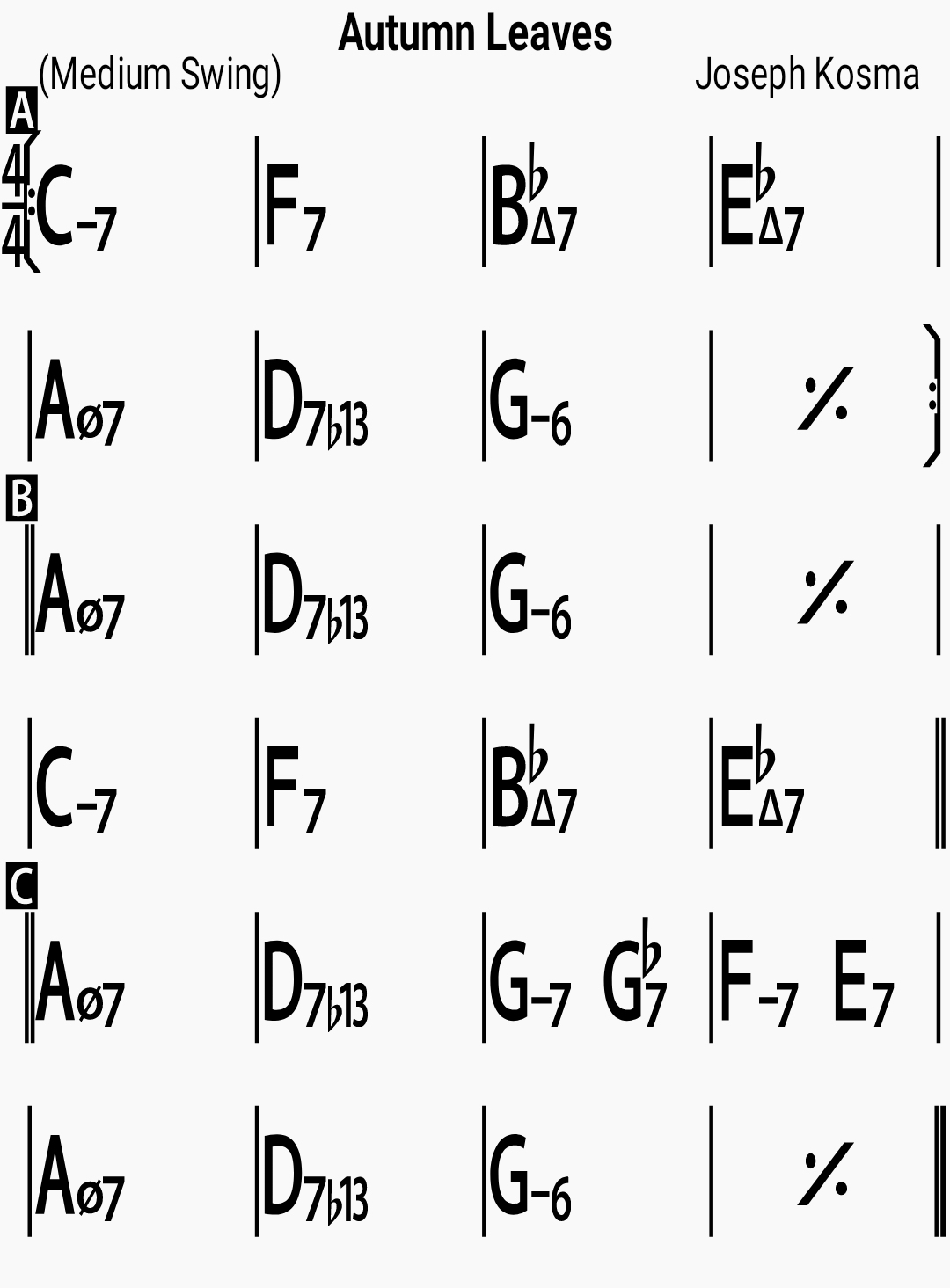 Jazz Standard Repertoire Autumn Leaves
